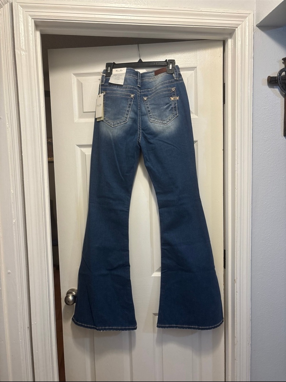 Miss Me Dark Blue Flare Jeans with Classic Back Pockets